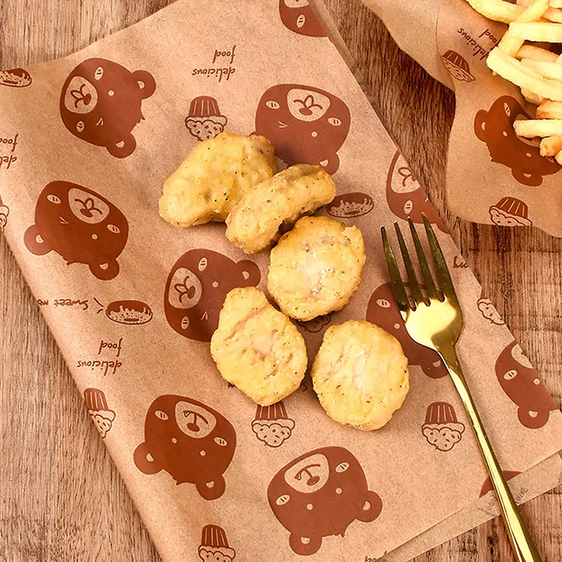 50 шт. упаковочная бумага для сэндвичей с мультяшным покрытием одноразовая