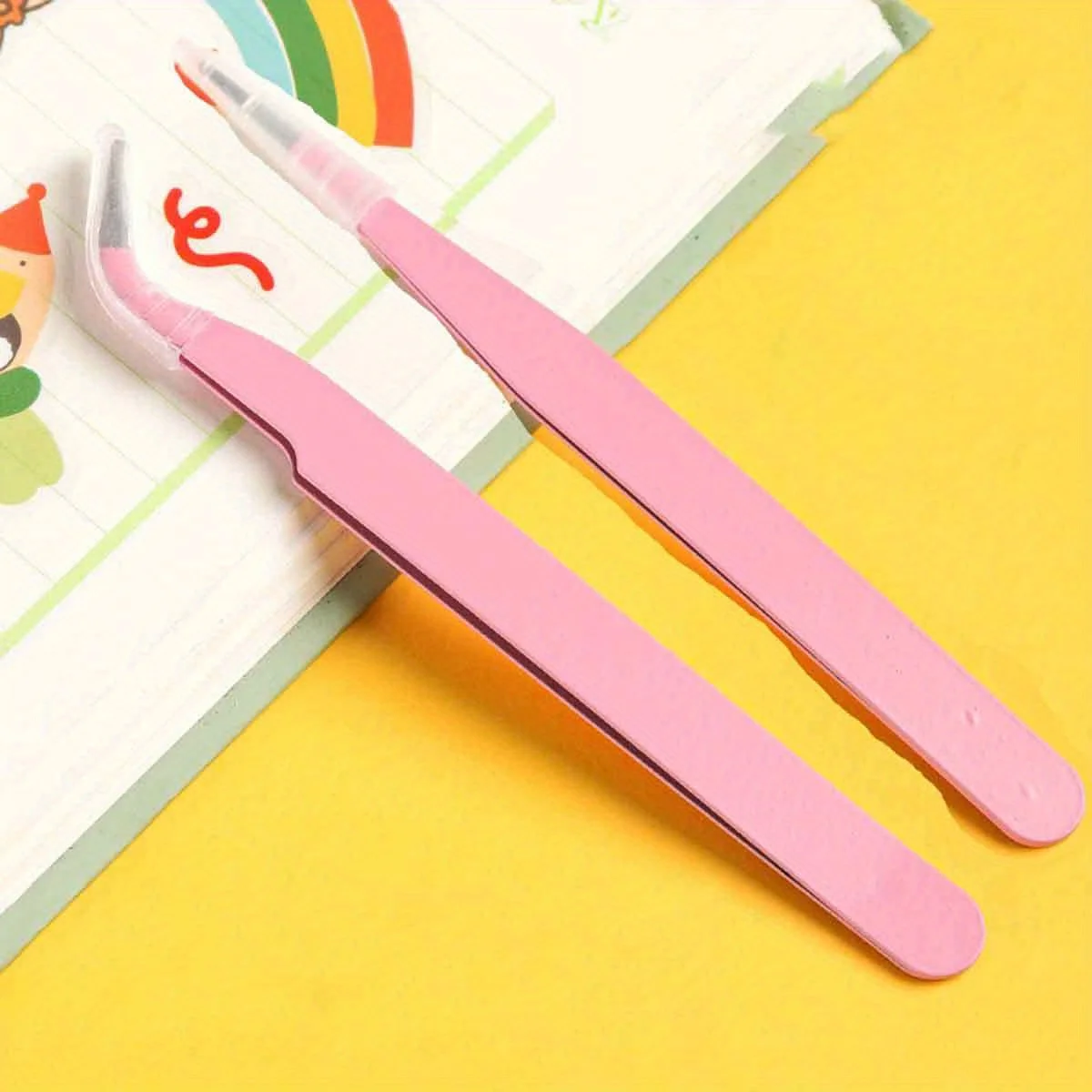 Набор Прецизионных Пинцетов Из 2-х Зеленых И Фиолетовых Прямых Нескользящих