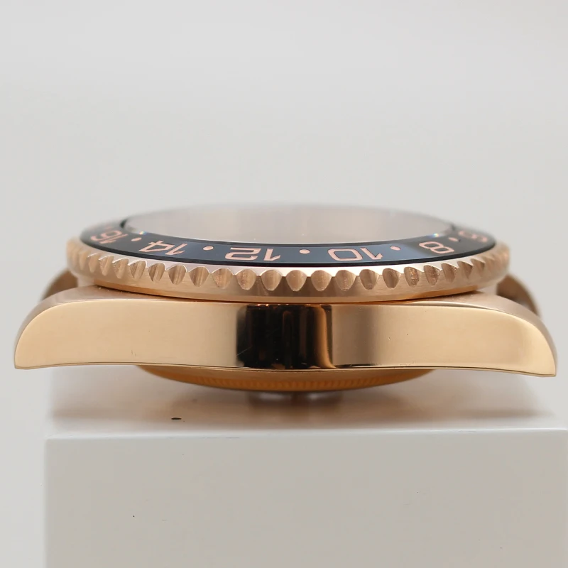 Водонепроницаемый корпус из розового золота 40 мм сапфировое стекло для GMT Seiko NH34