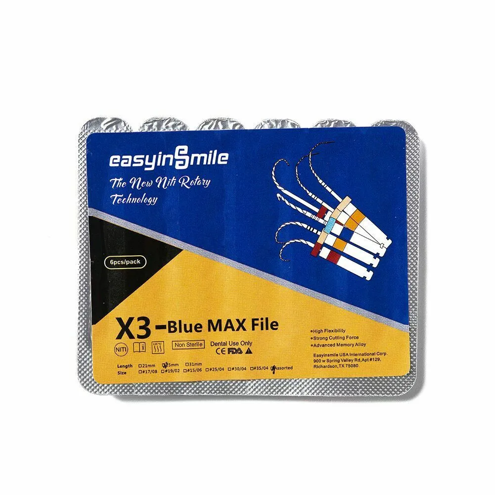Фото Набор из 10 упаковок (60 шт.) стоматологических эндодонтических файлов X3-Blue Max NITI EASYINSMILE, роторные файлы для корневых каналов, для эндомоторного лечения №2