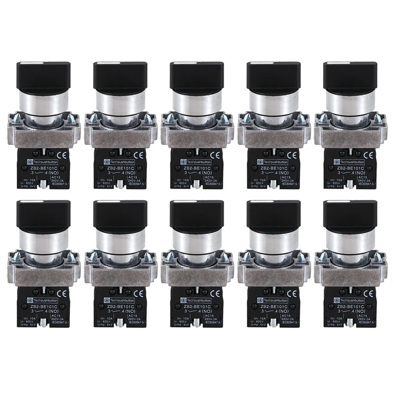 

10X 22Mm Latching 2 NO 3-Position Rotary Selector Select Switch ZB2-BE101C Black