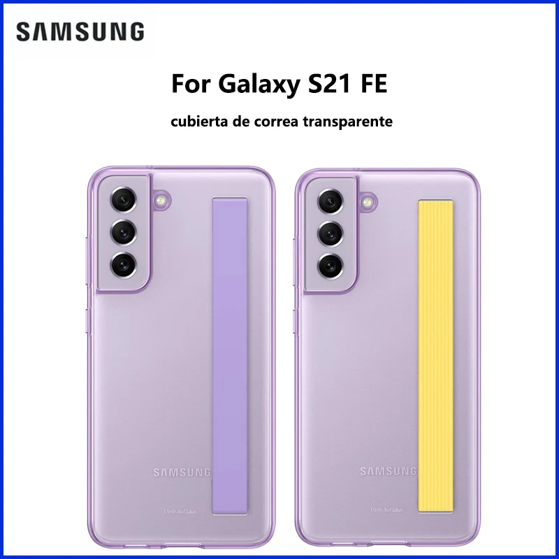 Фото Оригинальный прозрачный тонкий чехол-накладка Samsung Galaxy S21 FE 5G с ремешком EF-XG990 №1