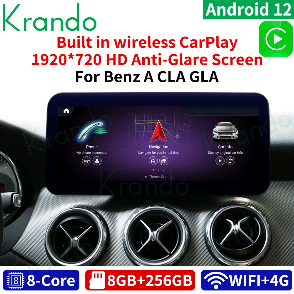 

Krando Android 12.0 12.3 Inch Car Radio For Mercedes-Benz A W176 CLA C117 GLA X156 2012-2018 NTG 4.5 5.0 Wireless Carplay Player