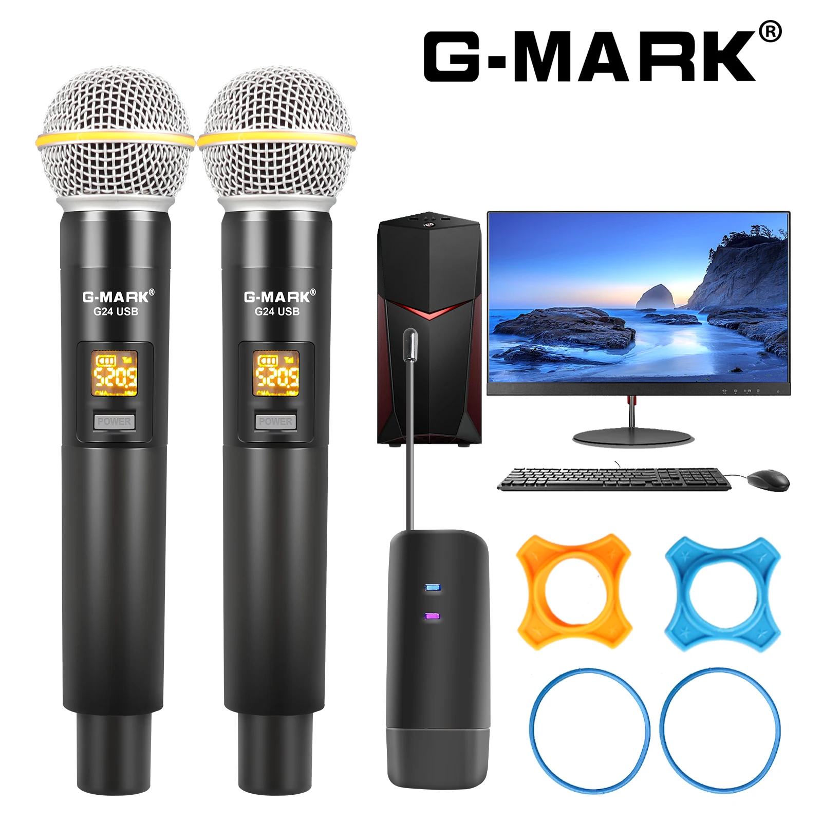 

USB Microphone G-MARK G24USB Dynamic SM58 Handheld Mic Adjustable Frequency For KTV TV PC Windows Mac Computers