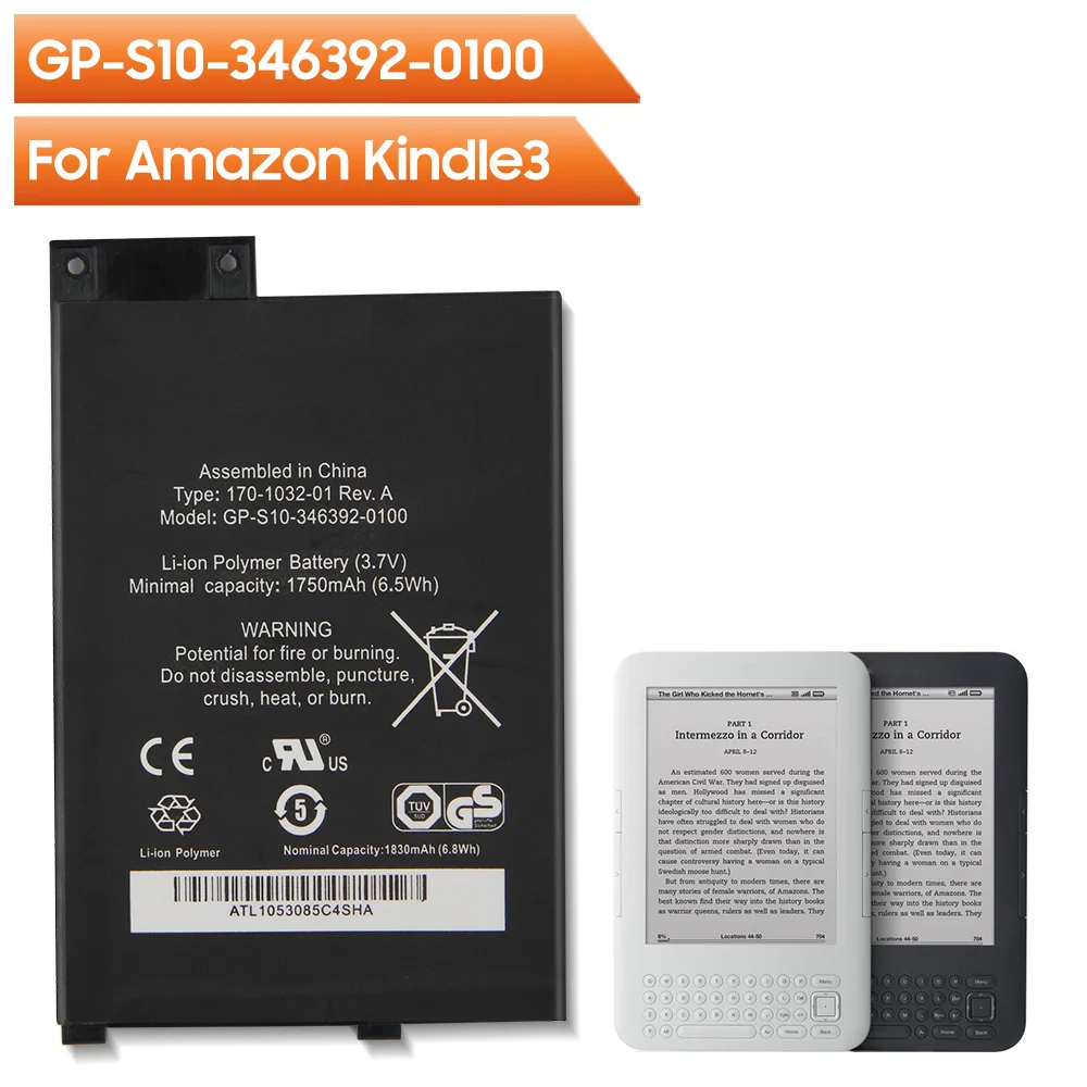 НОВЫЙ сменный аккумулятор GP-S10- 346392 -0100 для Amazon Kindle3 Kindle 3 S11GTSF01A D00901 аккумуляторная
