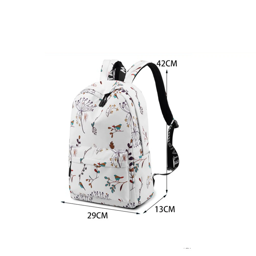 Girls Boys Middle School Students Retro Flower and Bird Polyester Waterproof Backpack Forest Printing Large-capacity School Bag