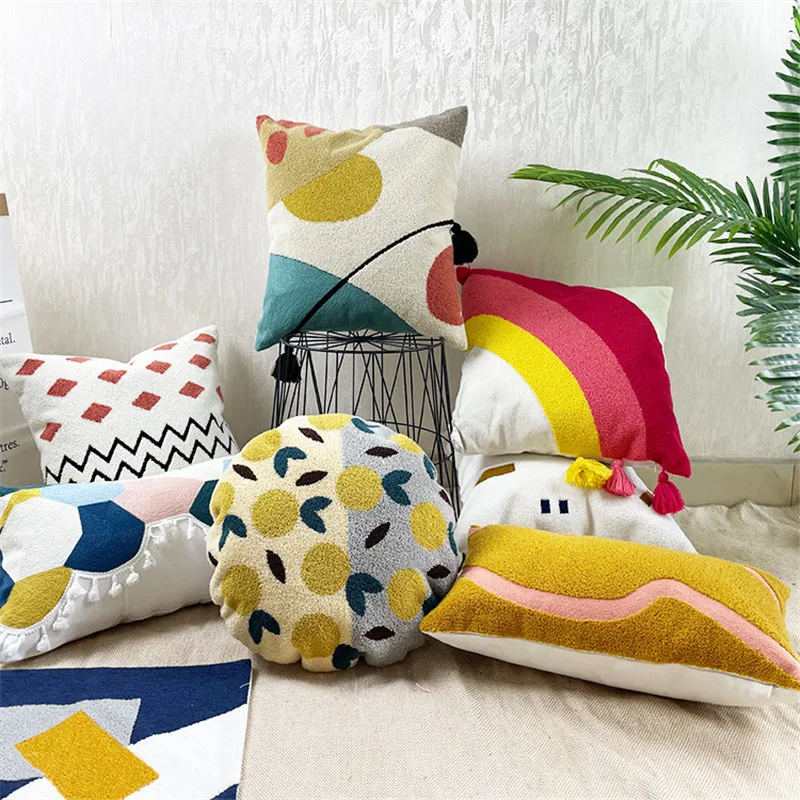 

Home Decoration Cushion Cover Tufted Pillow Cover 30x50cm/45x45cm Color Block For Sofa Bed Chair Living Room Bed Room