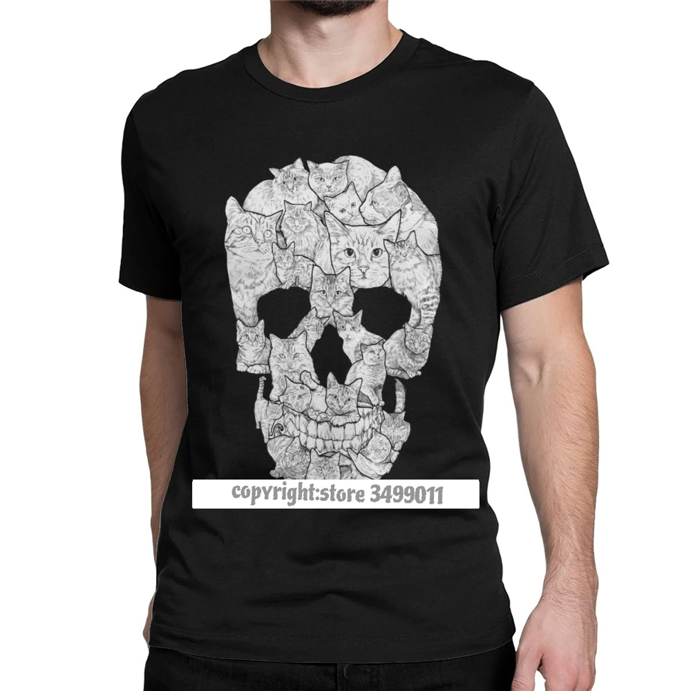 

Cat Skull Skull Tops T Shirt Man Popular T-Shirt Round Neck Cotton Tee Shirt Harajuku Hip Hop New T Shirt for Men