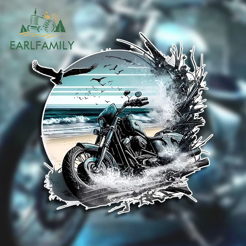 Фото EARLFAMILY 13 см X 12,9 см для мотоцикла, пляжа, птицы, автомобильные наклейки, автомобильные аксессуары, модные наклейки для ноутбука, окна, виниловый декор №1