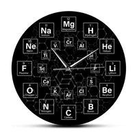 periodic table of the elements chemical symbols wall clock school classroom decor chemistry study slient artwork wall watch