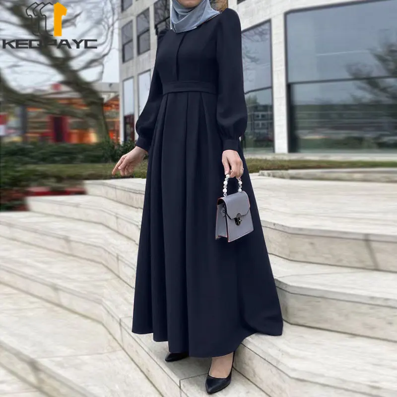 New 2023 Muslim Women Dubai Abaya Long Dress Kaftan Islam Arab Casual Solid Maxi Dresses Robe Middle East Ramadan Eid Clothing