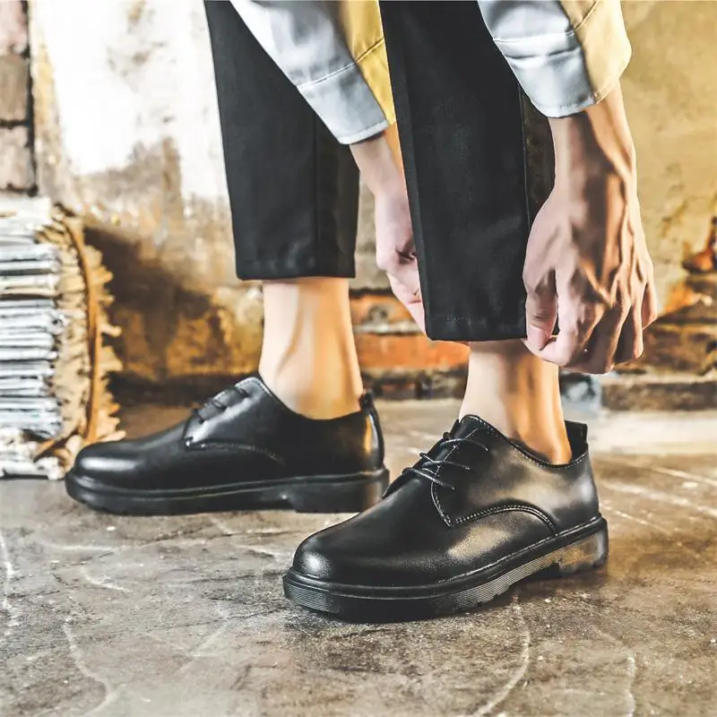 

Middle School Student Leather Shoes Male Youth Campus Formal Wear Black Genuine Leather Soft Leather British Style Boy Spring an