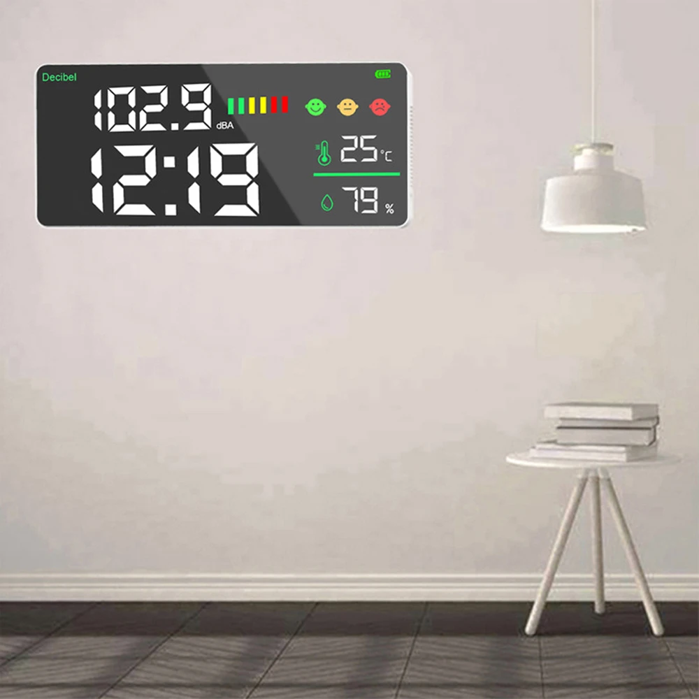 Цифровой измеритель уровня шума и влажности настенный комнатный Измеритель