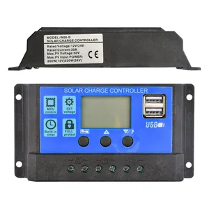 30A 20A 10A 12V/24V LCD PWM Voltage Solar Controller Battery PV Cell Panel Charger Regulator Lamp Dual MOS 100W 200W 300W 400W
