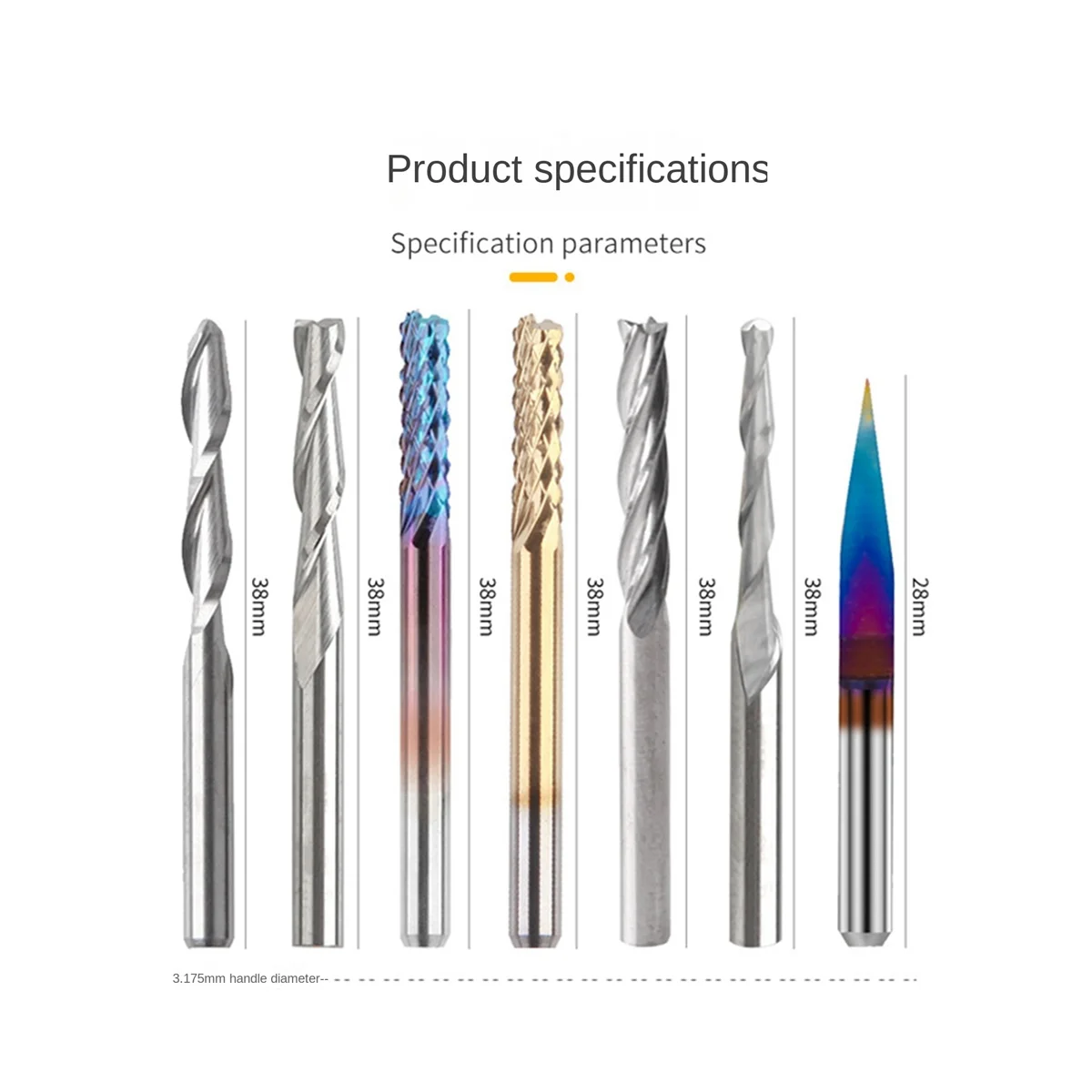 

Milling Cutter Set Acrylic Cutting Cutter Spiral Milling Cutter Kit C Model