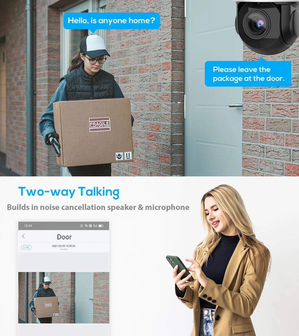 IP-Камера Видеонаблюдения Vikylin PTZ, 25х Зум, 8 Мп, 4K, Для.