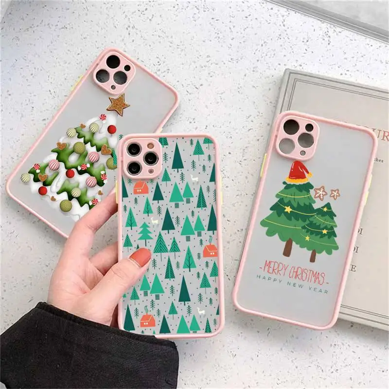 

Christmas tree New Year gifts Phone Case matte transparent For iphone 11 12 13 7 8 plus mini x xs xr pro max cover