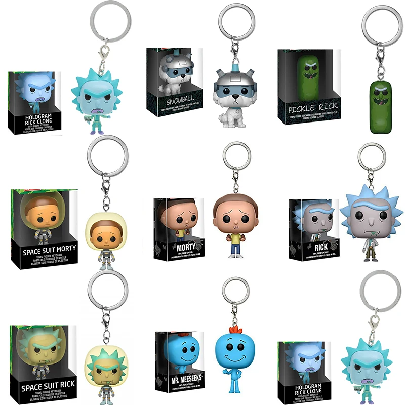 

Disney Figures Key With Retail Box Rick Pocket Rick Keychain and Morty Mr Meeseeks Action Figure Toys