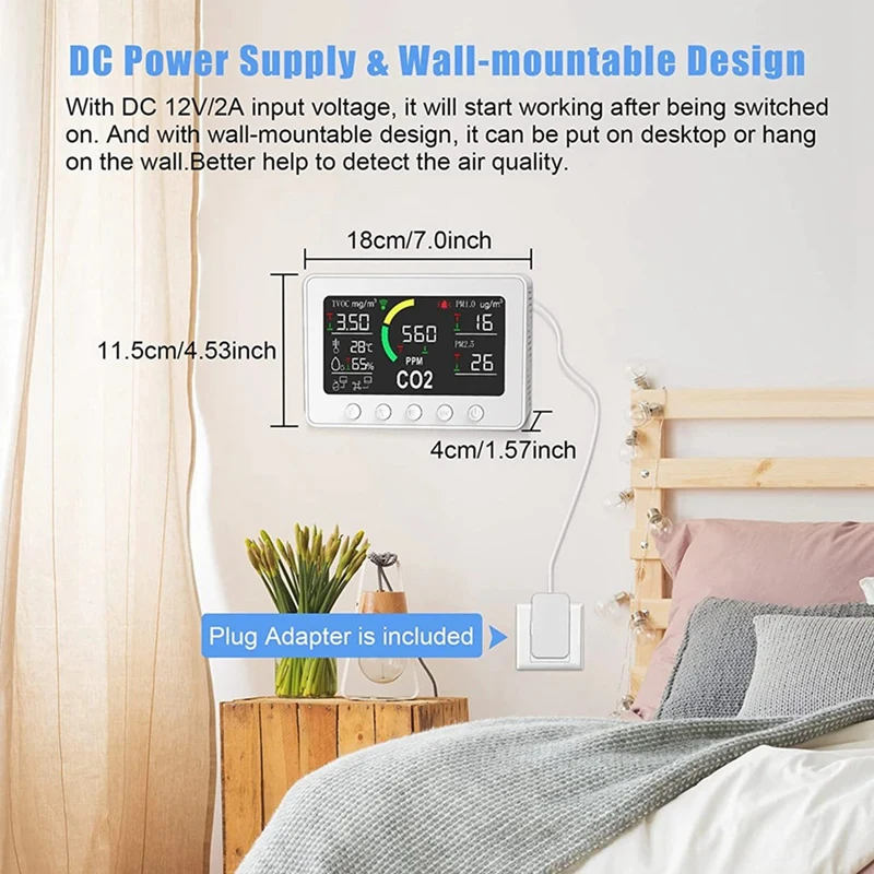 Датчик Co2 Tuya Wi-Fi 6 в 1 умный датчик качества воздуха детектор температуры и