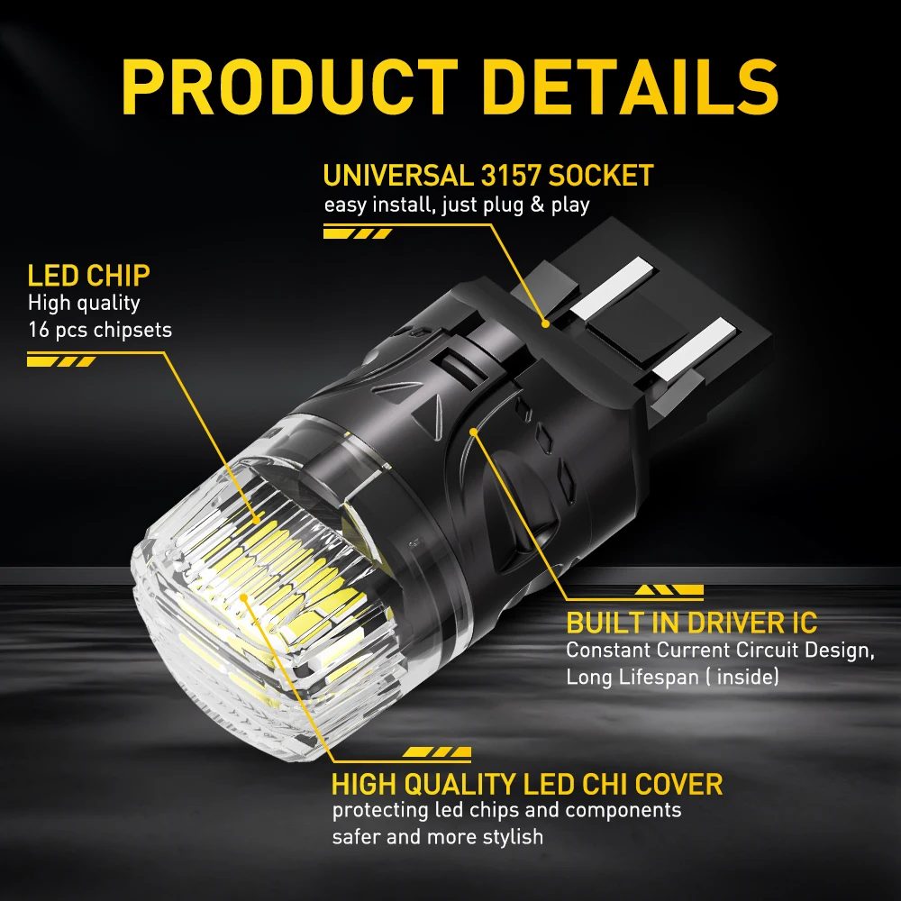 AUXITO 2 шт. T20 7443 W21/5W Светодиодная лампа 12 В 6000K 7440 W21W Светодиодный фонарь заднего