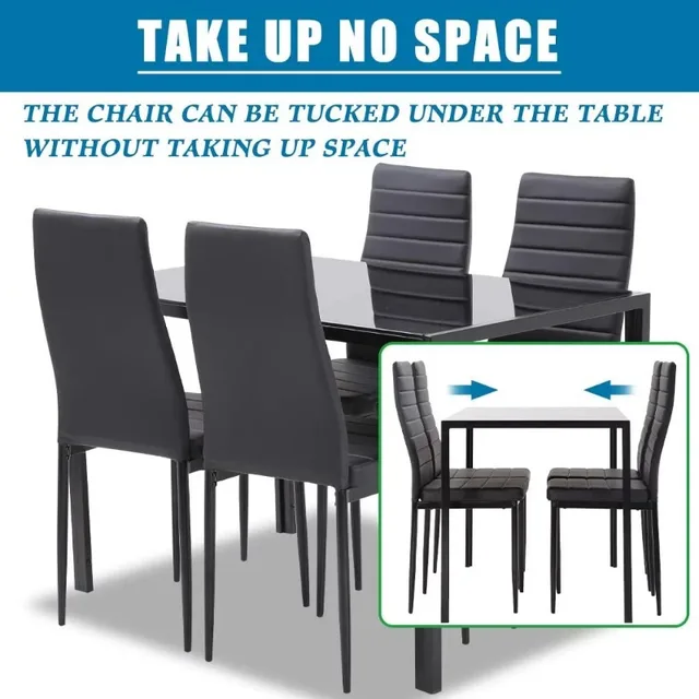 YouYeap 5 Piece Dining Table Set for 4 Glass Dining Table and 4 Chairs Black 6