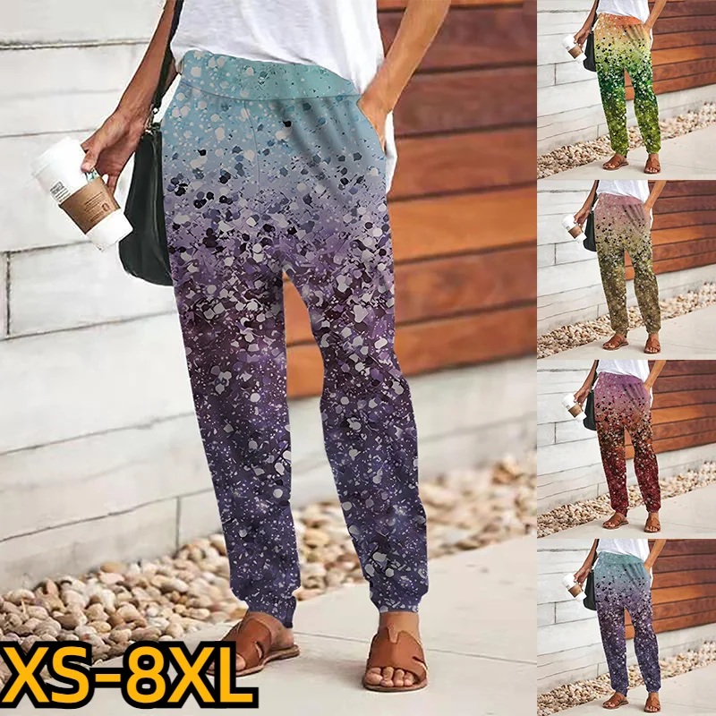 

2023 Weekend Blend High Waist Baggy Full Length Wide Leg Trousers Women's Fashion Casual Sport Pants Comfort New Print Pants