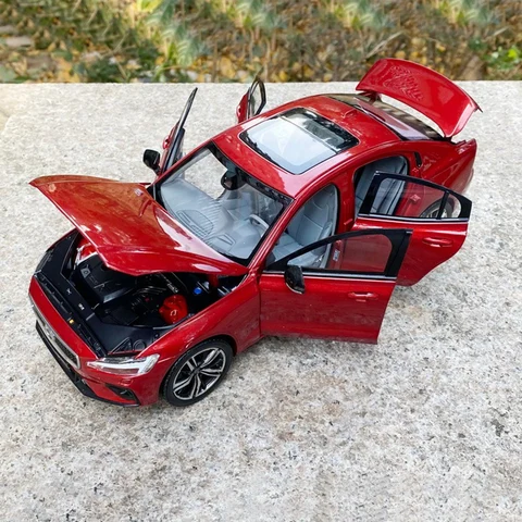 Высокая имитация 1/18 Оригинал 2020 Новинка S60 литая модель автомобиля красный серый орнамент Игрушки для мальчиков Коллекция подарков