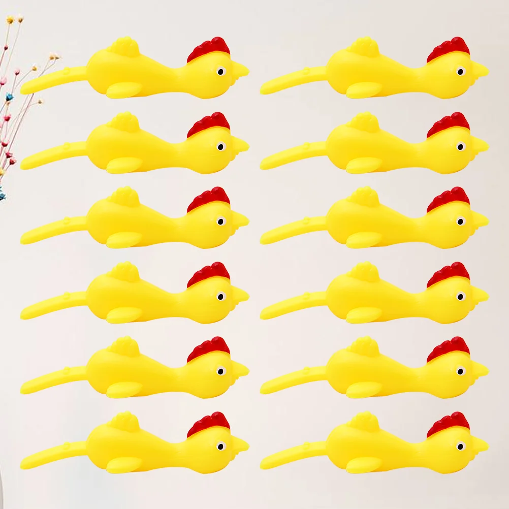

16Pcs Chicken Shape Catapults Funny Prank Prop Cartoon Launching Toy Tricky Party Favors for Children Kids