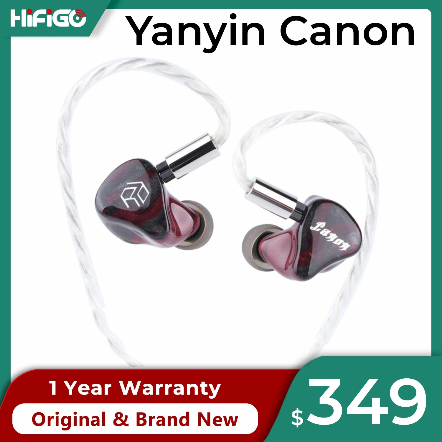 

Yanyin Canon Earphone 1DD+4BA Hybrid Hifi In-Ear Monitor HiFi Audiophile Headphone Hi-res Music Earbuds IEMs with 3 Switches
