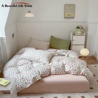 100% Cotton Small Flower And Solid Color Mix Pillowcases Duvet Cover Set Bed Sheet Twin Single Double Queen King Bedding Set