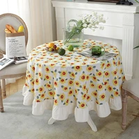 2022 new round tablecloth fashion cotton and linen birthday tablecloth waterproof and oil proof table placemats home decoration