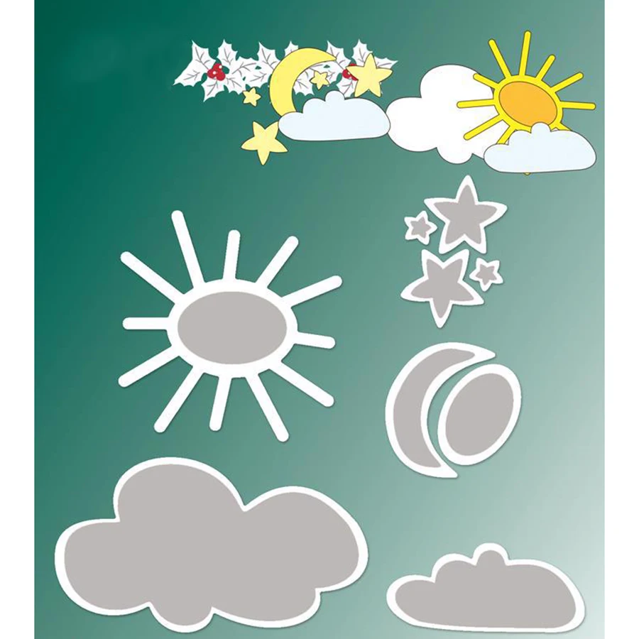 Металлические штампы Lucky Goddess Солнце Луна Звезды облака сделай сам скрапбукинг