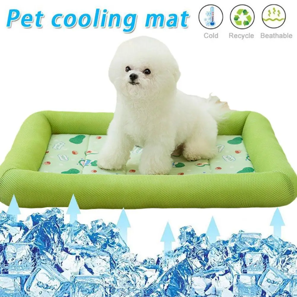 

New Summer Pet Dog Cat Cooling Mat Small Square Ice Silk Cool Mat Breathable Portable Comfortable Dog Bed Supplies Accessories