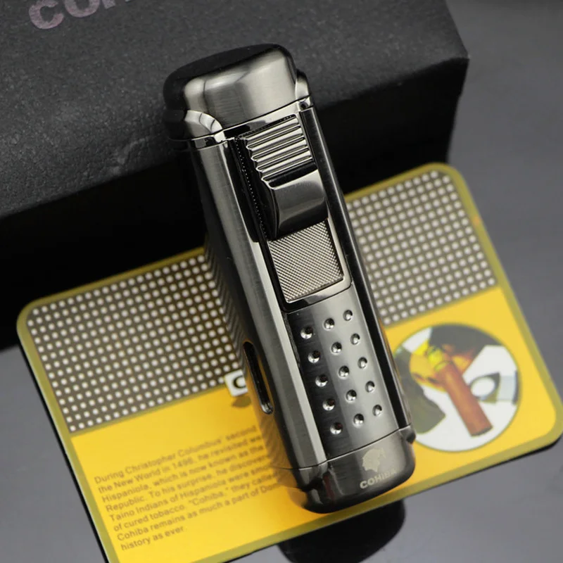 

COHIBA Lighter Torch 4 Jet Red Flame Butane Gas Cigar Lighters Refill Windproof Metal Mini Portable Smoking Accessories