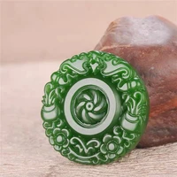 natural jade green jasper pendant good luck jade statue necklace hand engraving jewelry fashion amulet men women gifts