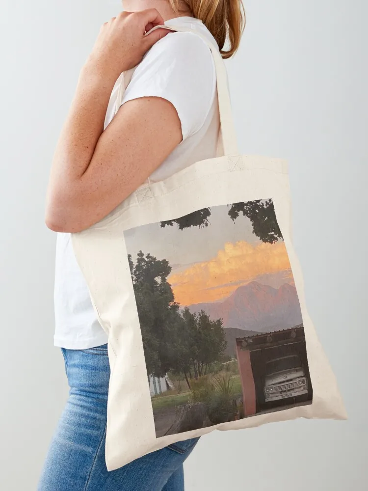 Винтажная большая сумка с закатом на заказ складная для супермаркета холщовая