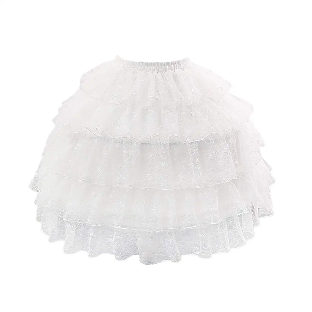 

Vintage Female Tiered Ruffles Lace Short Petticoat 2 Hoops Lolita Cosplay Puffy Bustle Underskirt Wedding Crinoline 2023