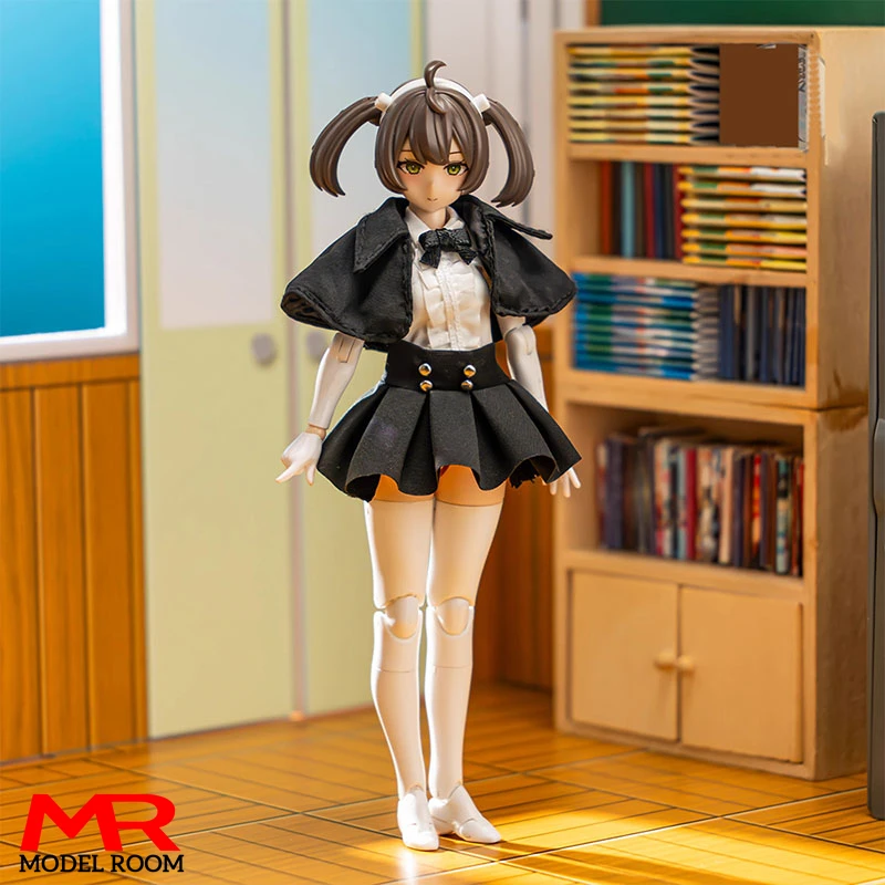 Набор одежды C017 1/12 для девочек рубашка с коротким рукавом короткая юбка шаль