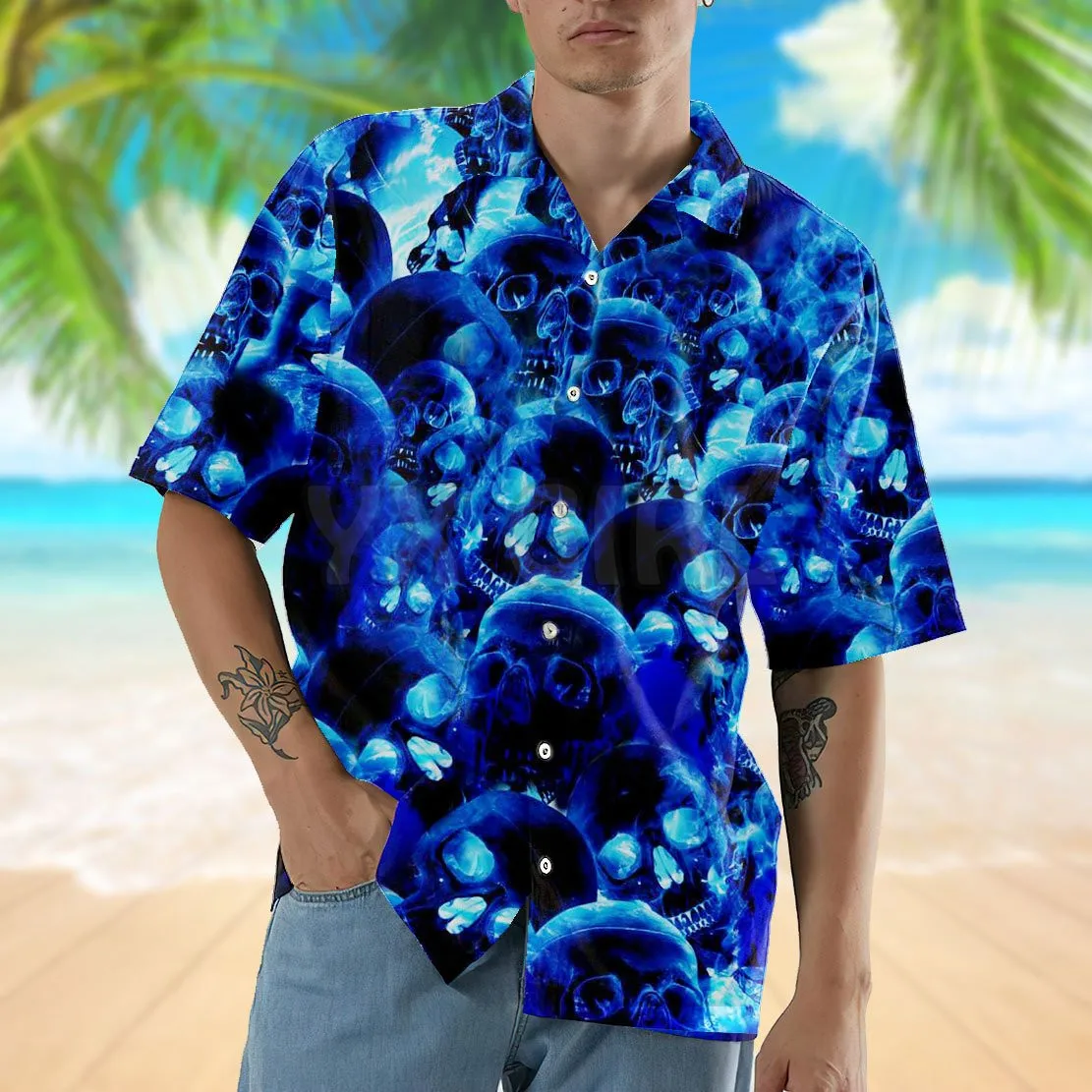 Bull Skull 3D All Over Printed Hawaiian Shirt Men's For Women's Harajuku Casual Shirt Unisex