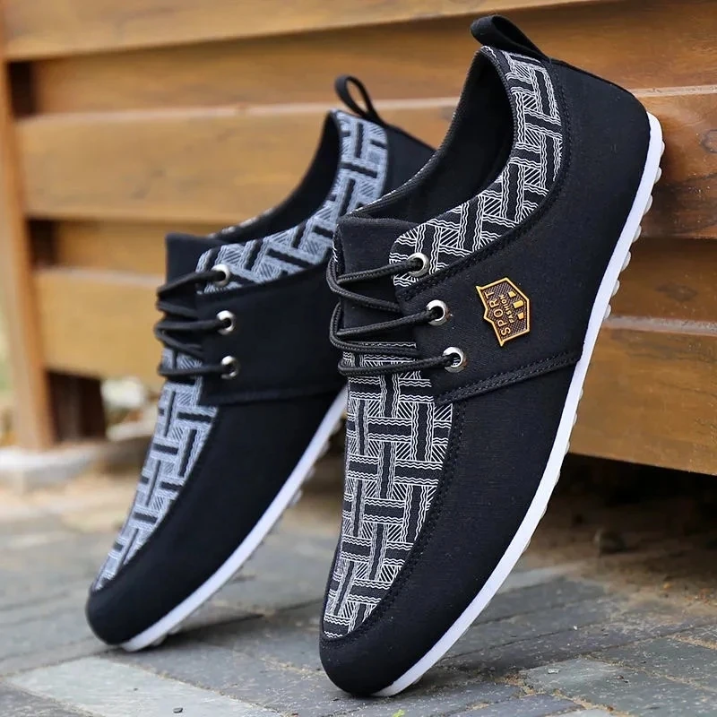 

2022 New Gingham Canvas Casual Shoes for Men Comfortable Soft Mans Walking Footwear Breathable Linen Surface Flats Shoes Loafers