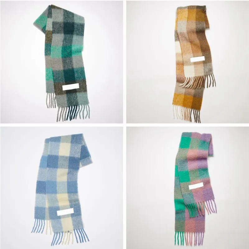 

2021 Europe latest autumn and winter multi color thickened Plaid women's scarf AC with extended Plaid shawl couple warm scarf