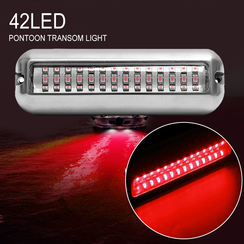 

42LED Waterproof Marine Boat Light Underwater Transom Light DC12V 50W 538LM Stainless Steel Pontoon Tail Lamp