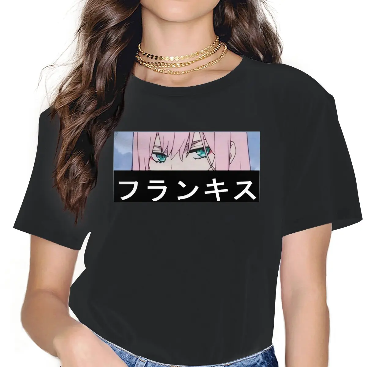 

Глаза, женская одежда, любимый в Франции, Zero Two Japan Cartoon Anime футболка с персонажами из комиксов Goth винтажные женские блузы