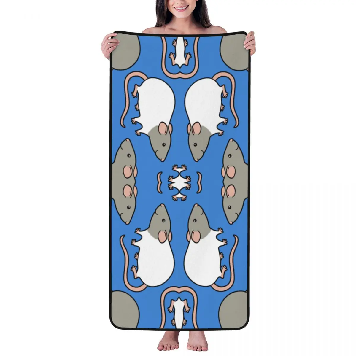 

Cute Rats Beach Towel for Adult Kids Microfiber Bath Towel Blanket for Camping Swim Pool Travel Beach Gym