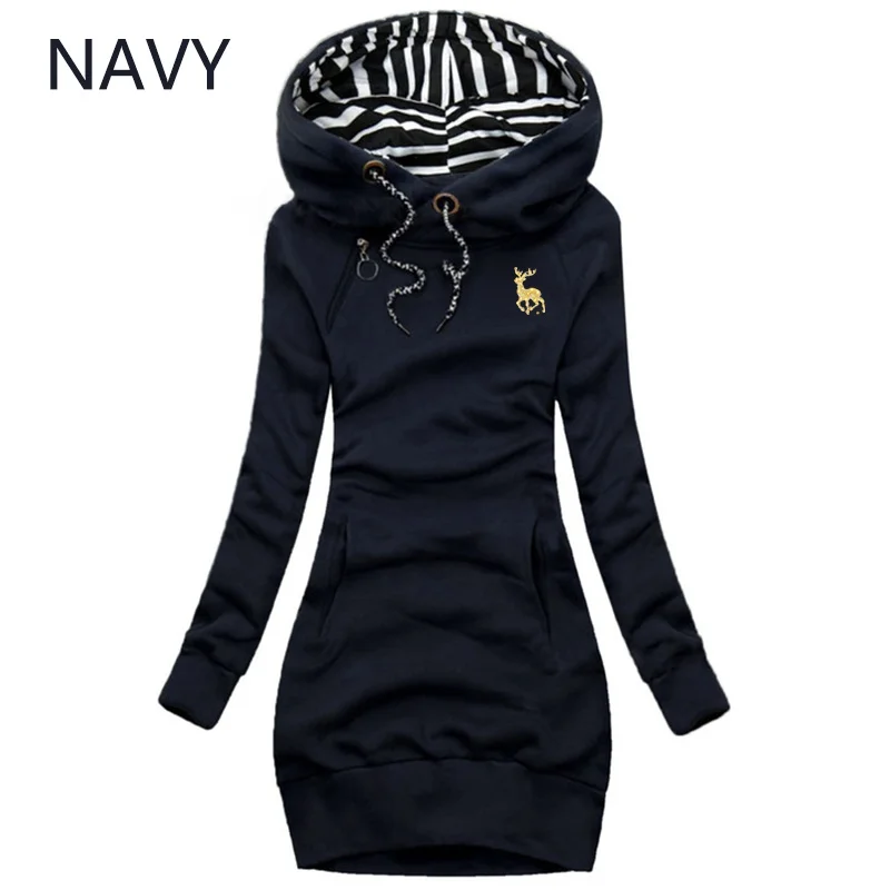 

Binikis secret autumn and winter pullover dress women fashion long sleeve hooded casual deer printed hooded dresses for woman