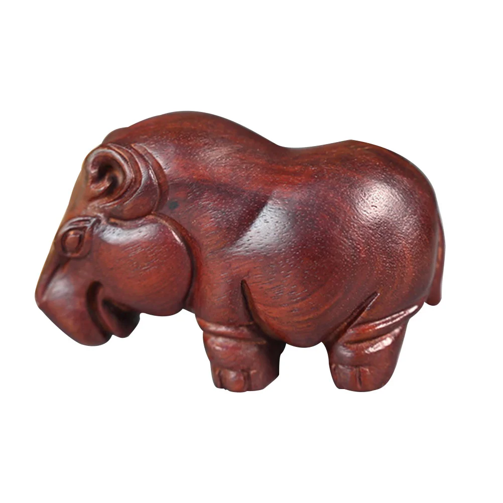 

Blood Sandalwood Hippo Adornment Wooden Craved Statue Creative Desktop Decor