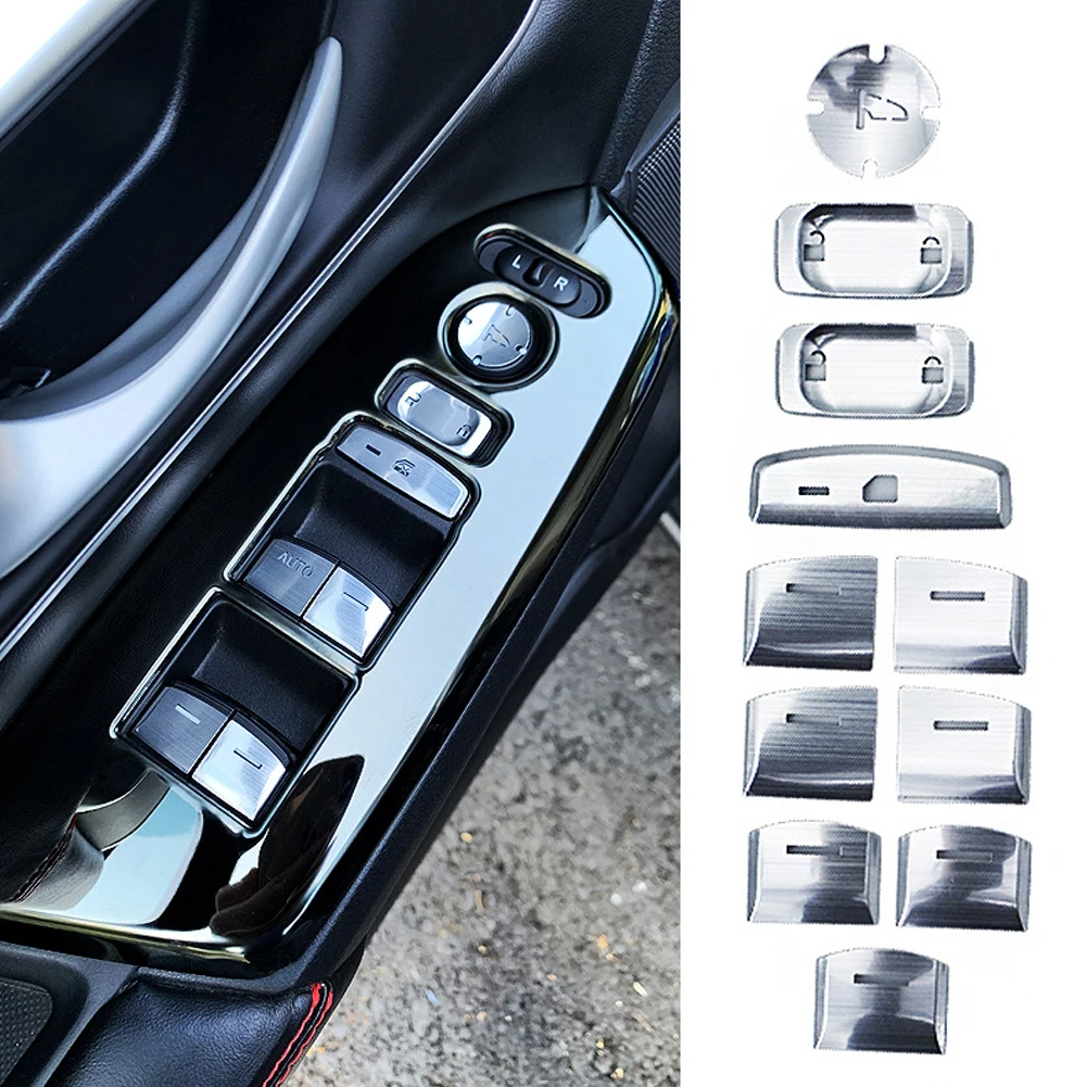 Interruptor de elevación de ventana y puerta de coche, accesorio Interior de 11 piezas, embellecedor de tapa de lentejuelas para Honda Civic 10, 2016, 2017, 2018, 2019, 2020
