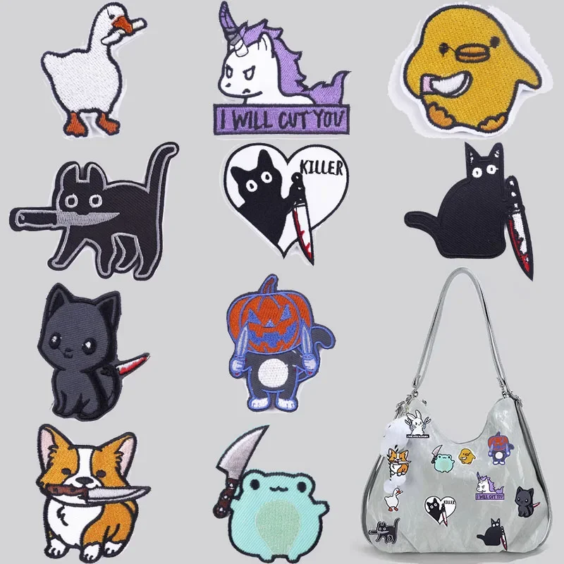 Iron On Patches for Clothes Kirki Clothing Stickers Fabric Sewing Embroidered Patch Thermal Adhesive Applique Fusible Badges