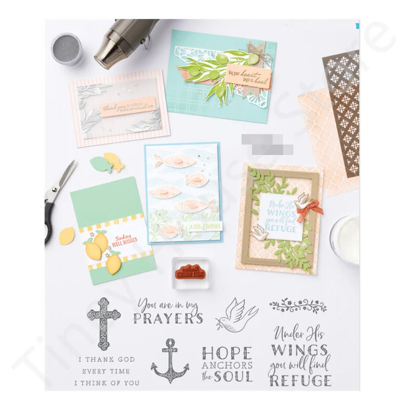 

Hope&Prayer Metal Cutting Dies and Clear Stamps For DIY Scrapbooking Embossed Paper Cards Photo Album Decoration Crafts 2022 New