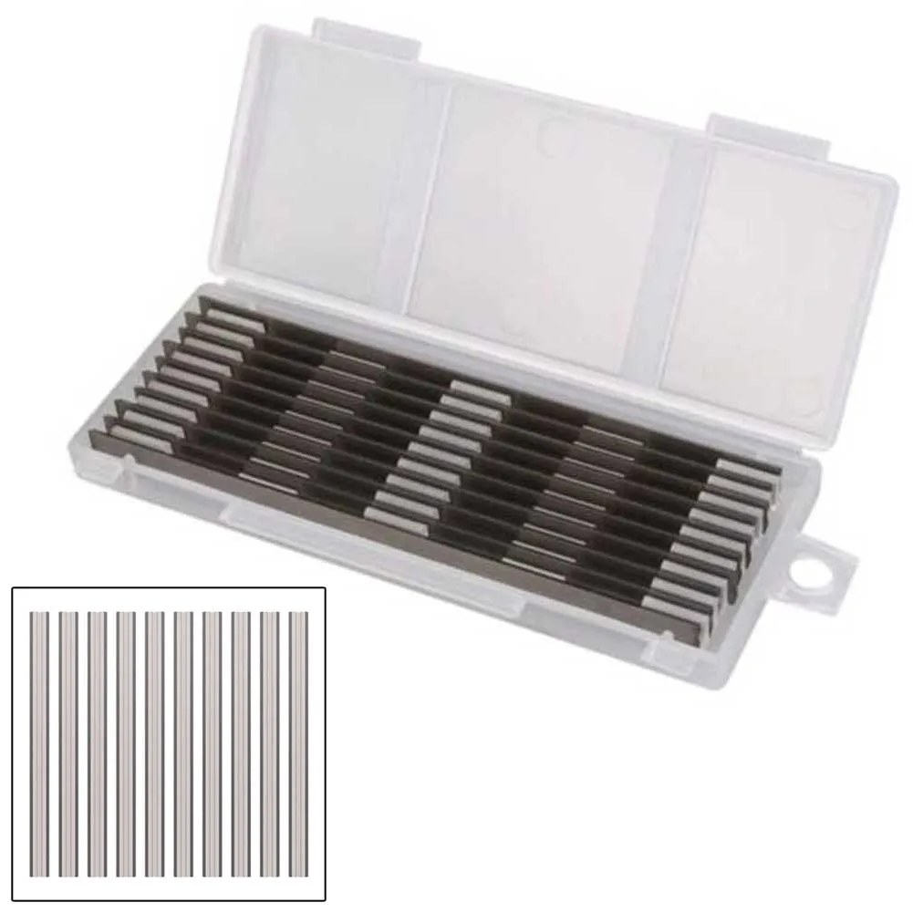 

10pcs 82*5.5*1.1mm 65 MN Steel Planer Blades Reversible Carbide Blades For WoodWorking w/ BOX Planer Machine